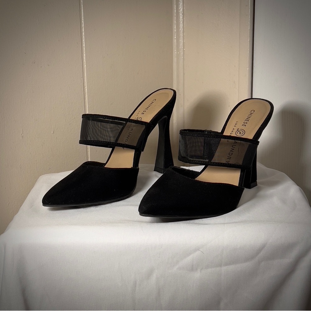 Chinese Laundry Black Velvet Heels